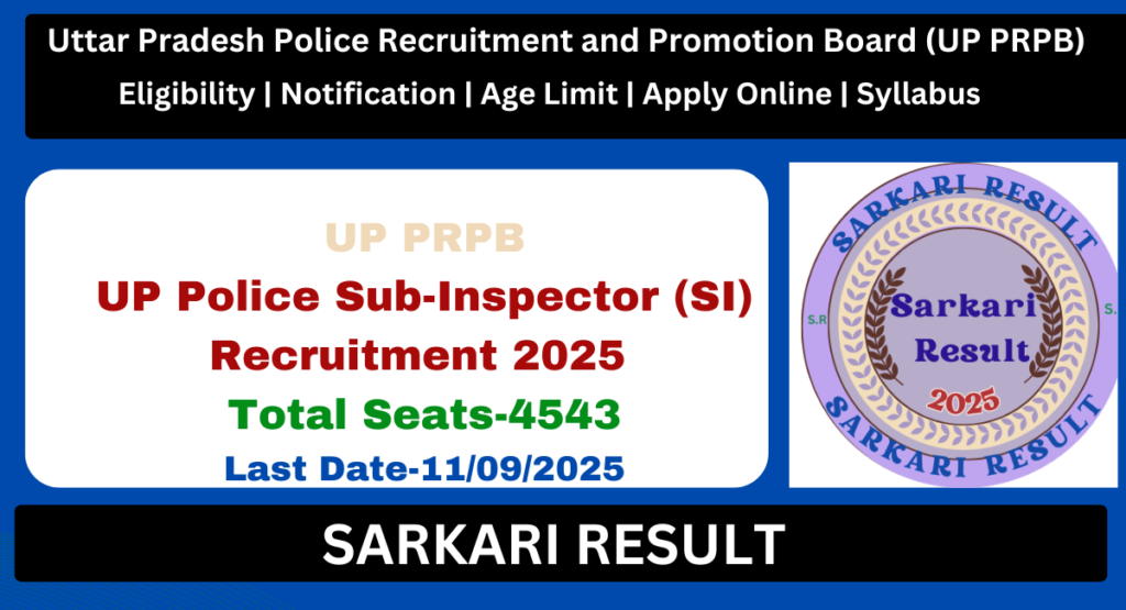 UP Police SI Recruitment 2025 Apply Online for 4543 Post- Sarkari Result