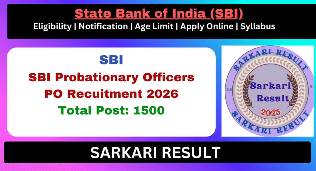 SBI PO Recruitment 2026, Apply Online for 1500 Posts - Sarkari Result