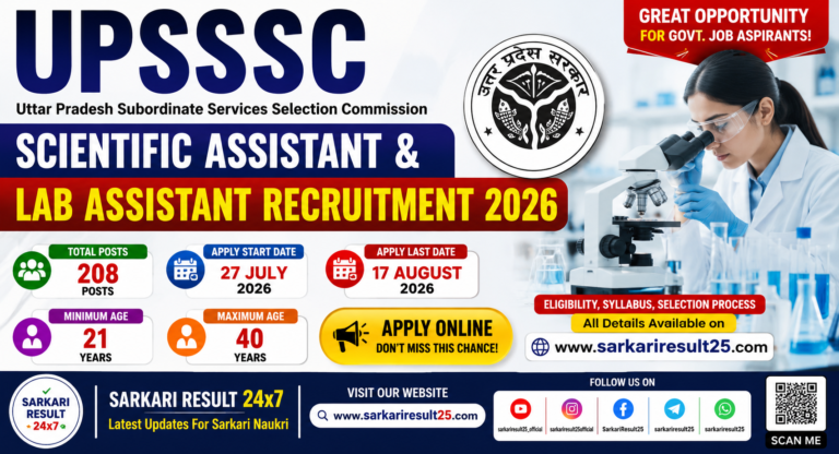 UPSSSC Forensic Science Laboratory Recruitment 2026