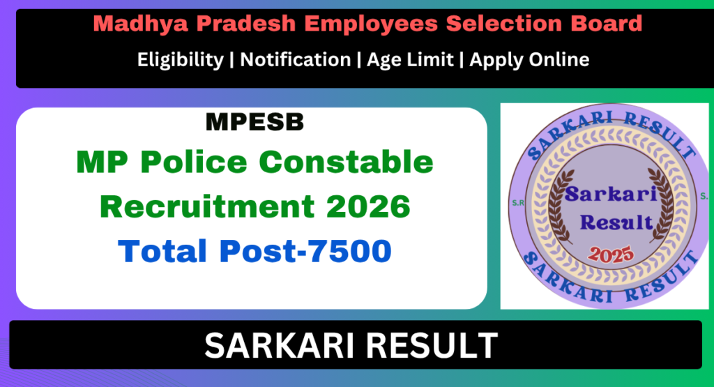 MPESB MP Police Constable Recruitment 2026 for 7500 - Sarkari Result